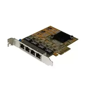 StarTech.com 4 Port PCIe Network Card - Standard Profile - RJ45 Port - Realte...