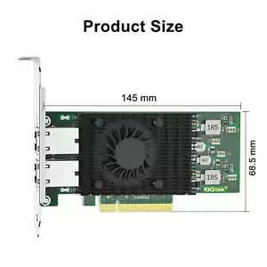 For Intel X540-T2 10Gb Adapter Interface Network Card 2x RJ45 Ports PCIe 2.1 X8