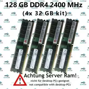 128 GB (4x 32 GB) Rdimm ECC Reg DDR4-2400 HP Work Station Z440 Z640 Z840 Frame