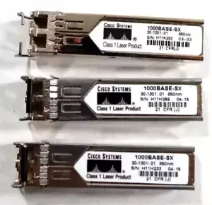 (Lot of 3) Cisco GLC-SX-MM SFP 100BASE-SX Transceiver Module 30-1301-01