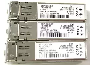 Lot of 3 Cisco SFP-OC3-SR 10-2020-01 155Mbps 2km 1310nm SFP Transceiver
