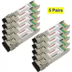 10PK (5 Pairs) - 10km 10G BiDi SFP+ Transceiver for Cisco Catalyst 3750-E Series
