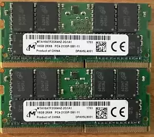 32GB (2X16GB) Micron 2RX8 PC4-2133P  SO-DIMMFOR LATTOPS    MTA16ATF2G64HZ-2G1A