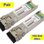 Pair - 40km 10G BiDi SFP+ Transceiver for Cisco, D-Link, Enterasys, Fiberhome