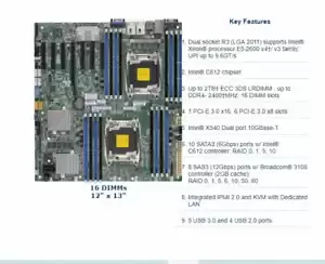 Supermicro X10DRH-CT Server Motherboard LGA 2011 supports Intel Xeon E5-2600 v3