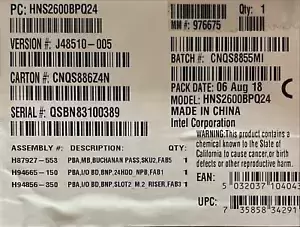 Intel HNS2600BPQ24 Compute Module 2U Rack Socket P 165 W NEW OPEN BOX