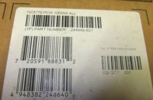 244949-B21 247000-001 011277-002 HP NC6770 PCI-X Gigabit Server Adapter, 1000-SX