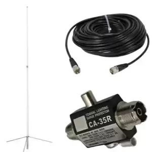 BRC HP-300 VHF/UHF Base Antenna - 6.5 dB (VHF) /9.0 dB(UHF) and 75 Ft Coax Cable