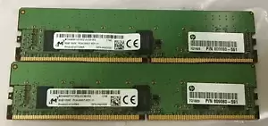 Micron 2 8GB Stick HP 809080-591 1RX8 PC4-2400T SERVER RAM MTA9ASF1G72PZ-2G3B1RG