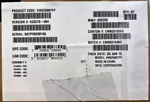 Intel HNS2600TPF Rack, Socket R3, 145 W Compute Module NEW BROWN BOX