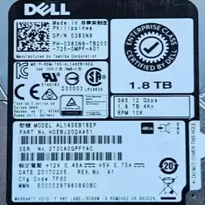383N9 0383N9 AL14SEB18EP DELL 1.8TB 10K 12G SFF 2.5" SAS 4KN HARD DRIVE