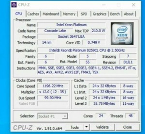 Intel Xeon Platinum 8259cl 2.50ghz 24-Core 35.75mb lga-3647 CPU processor