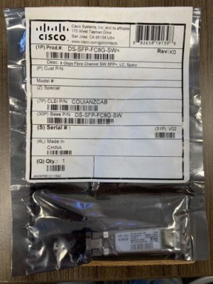 Cisco SFP Transceiver 8 Gbps 1 x network - 8Gb Fibre Channel (DS-SFP-FC8G-SW=)
