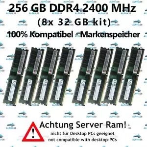 256 GB (8x 32 GB) Rdimm ECC Reg DDR4-2400 HP Work Station Z440 Z640 Z840 RAM