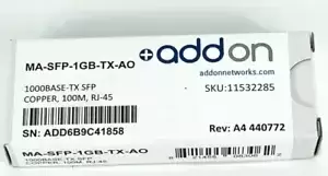 AddOn Meraki now Cisco MA-SFP-1GB-TX Compatible 1000Base-TX SFP Transceiver NEW!